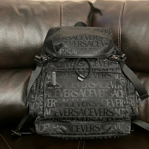 “Versace” all over logo monogram print unisex large backpack NEW - Picture 8 of 14